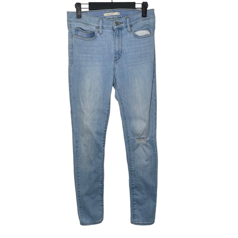Levis Slimming Skinny Jeans Light Wash Blue Distressed 28x30 28399-0011